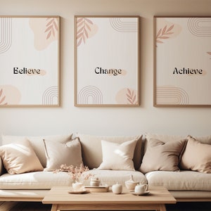 Set of 3 framed motivational art prints to brighten up your office ,This beautiful motivational art prints are perfect for any office decor.