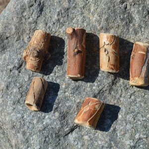 5.0-5.9mm Wooden Dread Bead, Handmade with Natural Wormwood Pattern, Long