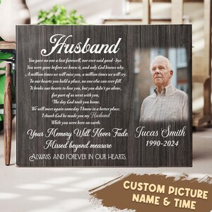 Personalized Husband Memorial Canvas: Photo Remembrance Gift