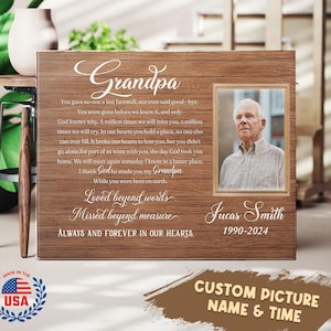 Personalized Grandpa Memorial Gift, In Loving Memory of Grandpa Custom Photo Canvas, Sympathy Bereavement Gift, Grandpa Memorial Canvas
