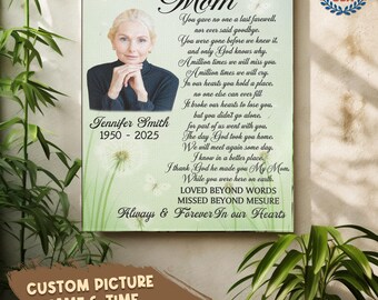 Personalized Mom Memorial Canvas: In Loving Memory of My Angel Mother Keepsake