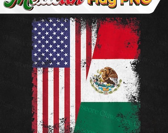 Vintage Mexican Roots American Grown Flag PNG (Instant Download)