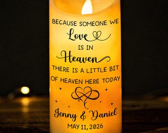 Personalized Wedding Remembrance Candle, Custom Names Memorial Flameless Candles, Table Decoration, Sympathy Gift Keepsake