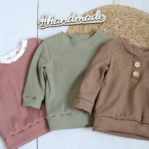 Baby Newborn Pullover Pulli Uni Farben Ribjersey Gr. 50/56