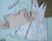Mädchen Set Latzkleid Pullover mit Rüsche Gänsemama Gr. 92/98