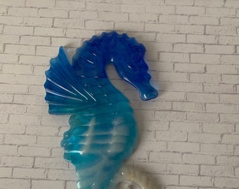 Resin Seahorse  Beach Decor  7 in x4 in  1 in thick