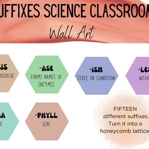 Science Classroom Suffixes Wall Art Decor