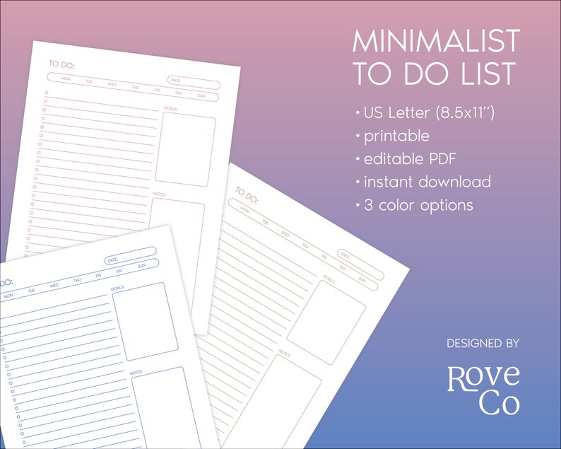 Minimalist to Do List Printable - Etsy