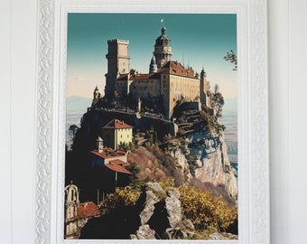 Italy San Marino Historical Retro Wall Art Europe, travel photography, Vintage Wall Art Poster, Printable Download, Digital Print
