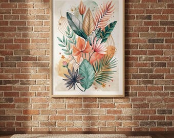 Boho Botanical Watercolor Art - Printable Wall Decor