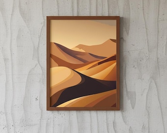 Modern Desert Dunes Print | Minimalist Terracotta Landscape Wall Art | Earth Tone Aesthetic Poster | Digital Download