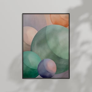 Minimalist Geometric Abstract Printable Wall Art | Pastel Sphere Art Print