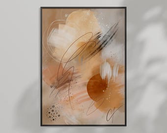 Modern Abstract Art Print | Neutral Tones Wall Art | Minimalist Digital Download