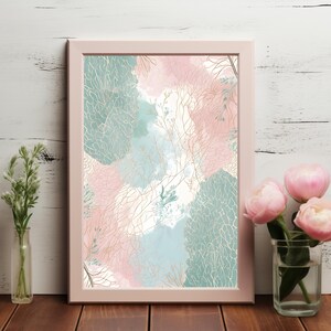 Serene Abstract Foliage Art in Pastel Colors - Digital Wall Art for Tranquil Home Decor, Printable Instant Download