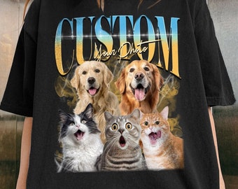 Y2K Custom Dog Shirt, Comfort Colors Retro Collage Personalized Pet T-Shirt, 90s Bootleg Custom Photo Dog Tee, Custom Pet Gift,y2k,