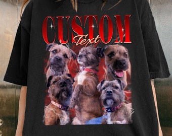 Begrenztes personalisiertes Hundeshirt, Komfortfarben Retro Collage personalisiertes Haustier T-Shirt, 90er Jahre Bootleg individuelles Foto Hunde-T-Shirt, individuelles Haustier Geschenk