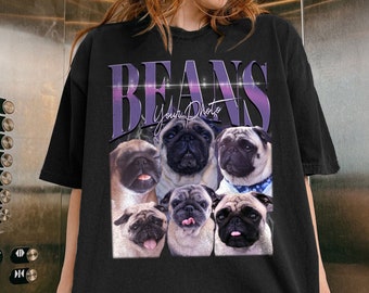 Chemise pour chien personnalisée de l'an 2000, t-shirt pour animal de compagnie personnalisé avec collage rétro, couleurs confort, t-shirt pour chien photo personnalisé bootleg des années 90, cadeau personnalisé pour animal de compagnie, année 2000