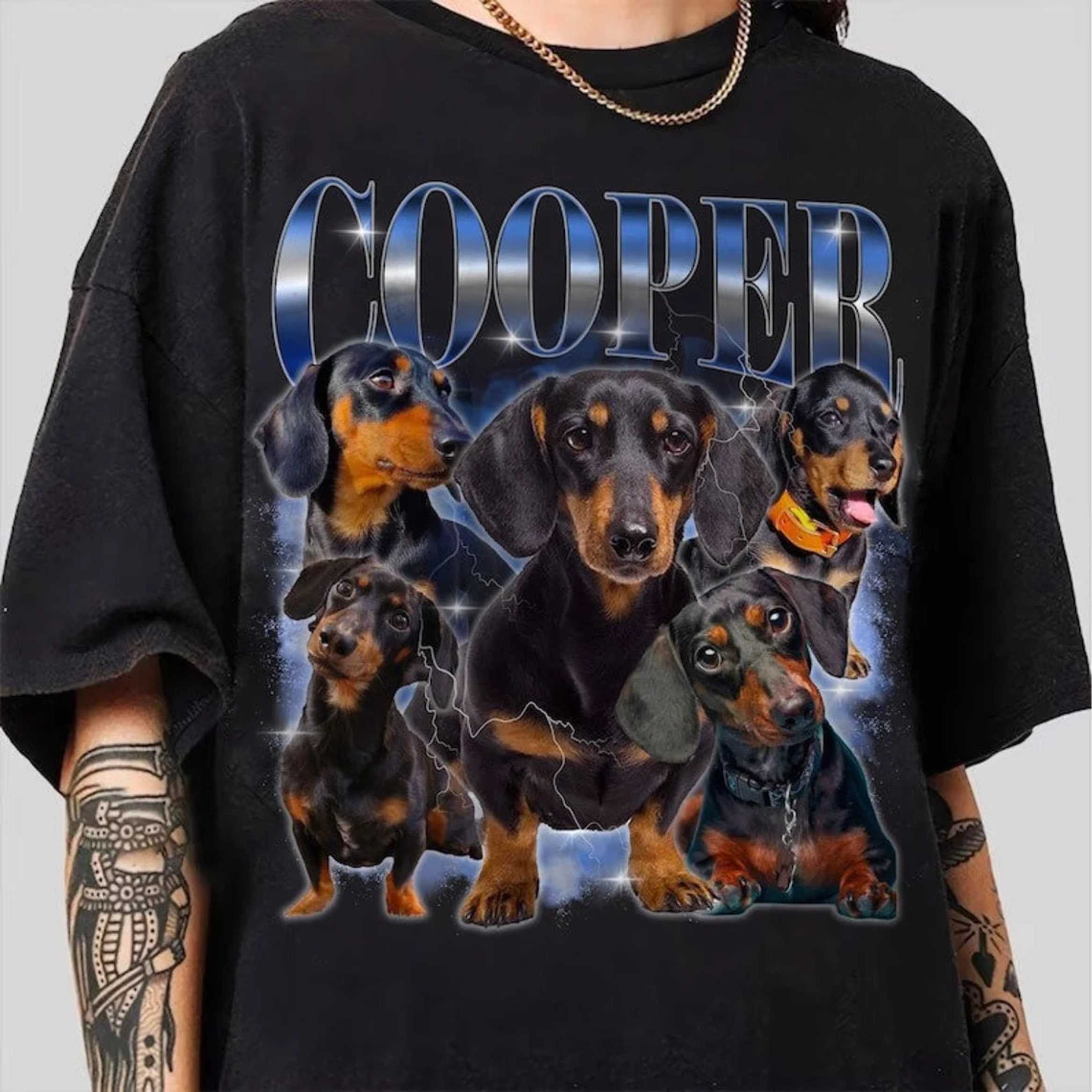 Camiseta Personalizada Mascotas Fotos y Nombre 90s Vintage, Camiseta Bootleg Rap Regalo Familia, Diseño Personalizable