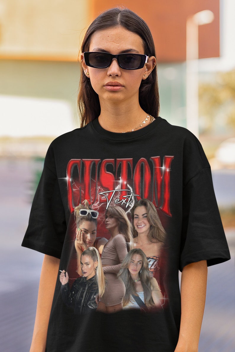 Chemise bootleg rétro, t-shirt rap bootleg personnalisé, t-shirt visage personnalisé, chemise personnalisée Saint-Valentin, chemise photo personnalisée, chemise petite amie personnalisée, t-shirt an 2000 image 4