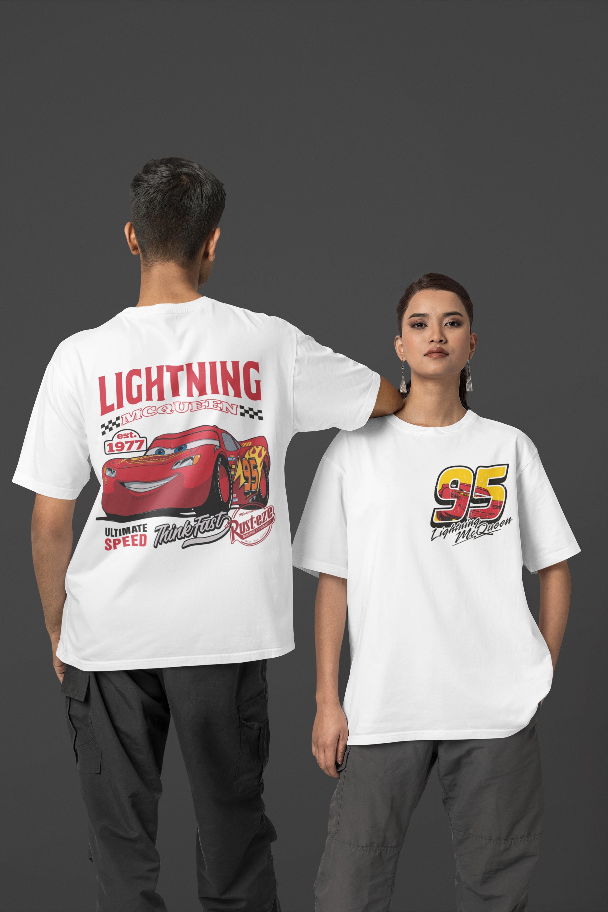 Retro Two Sided Lightning McQueen Shirt,Lightning McQueen
