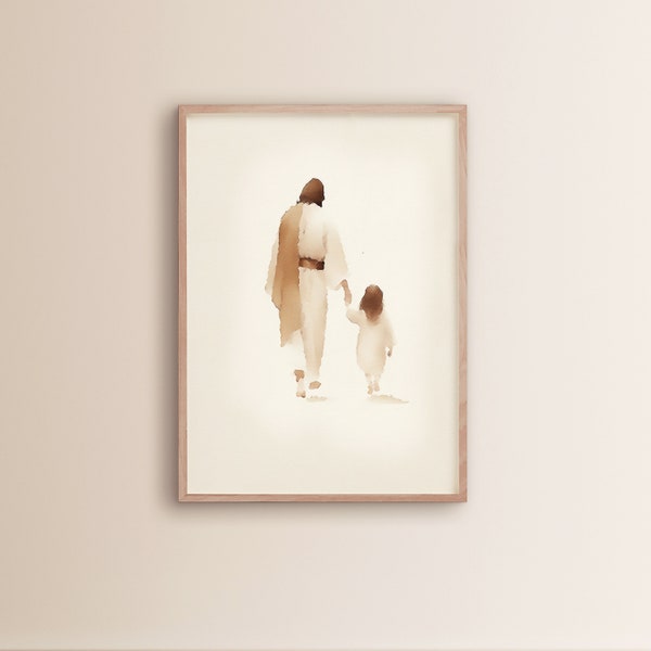 The Way He Leads, Jesus Digital Wall Art, Jesus painting, Christian Wall Art, Jesus Poster, DIGITAL PRINT,  Christian Art gifts for Women