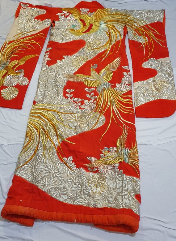 hand embroidered ceremonial wedding kimono - image 2