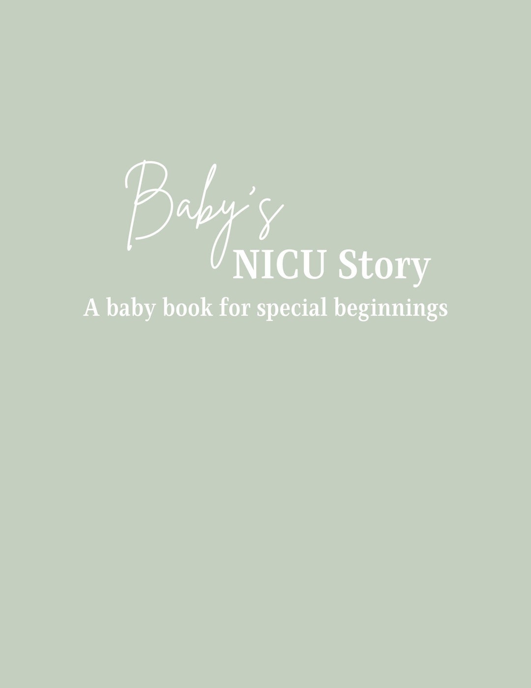 Printable Baby Book. Digital Download. Document Typical Birth/nicu
