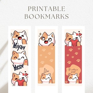 Cat Printable Bookmarks Digital Download Digital Print - Etsy