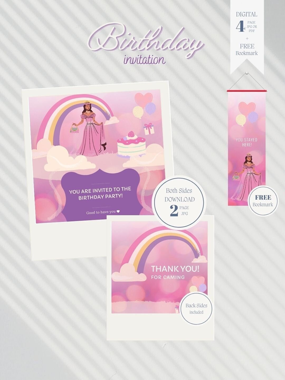Kid's Barbie Birthday Card Digital Birthday Inivition - Etsy