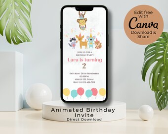 Animazione compleanno ecard,Invito compleanno bambini,Scheda video,Biglietto compleanno animato,Biglietto compleanno digitale, Biglietto compleanno mobile, 2° compleanno