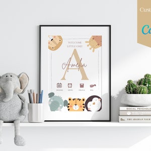 Statistiques de naissance prêtes à imprimer, impression de statistiques de naissance, affiche de naissance personnalisée, annonce de naissance, affiche de naissance animale, impression de naissance de nom comme cadeau