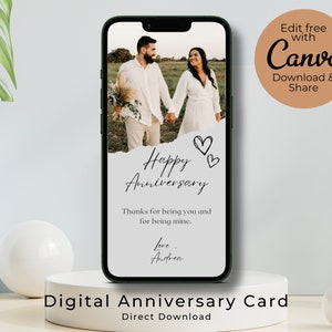 Biglietto elettronico personalizzato per l'anniversario: facilmente modificabile, scaricabile e condiviso in pochi minuti!