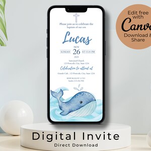 Baptism Invite Ecard, Animal Baptism Invitation,Digital Invite, Mobile Text Message Invite,Invitation Template, to share digitally