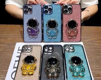 Iphone 14 pro max glitter Astronaut stand case