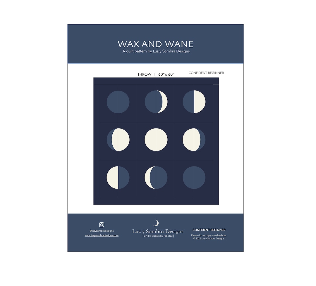 Wax and Wane Quilt Pattern Moon Quilt Pattern Moon Phases Quilt Pattern