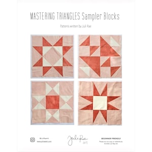 Patrón de bloques de edredón de muestra de triángulos: acolchado moderno para principiantes (bloques de 45 cm)