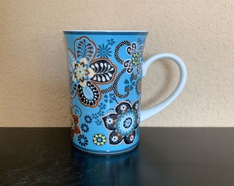 VERA BRADLEY Barnes & Noble Bali Blue Paisley Coffee Mug / Tea Cup  10 oz. - Preowned