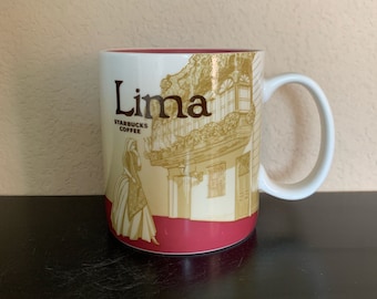 STARBUCKS "Global Icon" Collection Series LIMA Coffee Mug / Tea Cup 16 oz -  Preowned