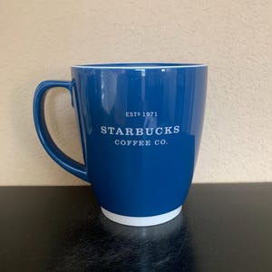 STARBUCKS JUMBO 2007 Oversized Logo Est. 1971 Blue With Cream Strip Coffee  Mug / Tea Cup 18 Oz. - Preowned - Etsy