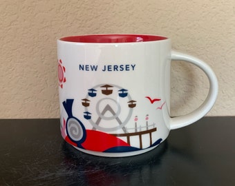STARBUCKS Discontinued "You Are Here" Collectible NEW JERSEY Coffee Mug 14 0z. - Preowned