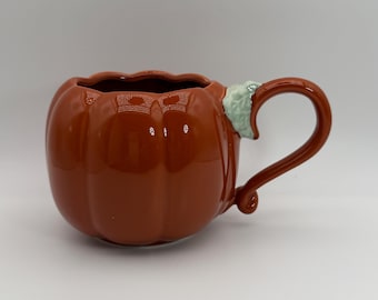 ANTHROPOLOGIE Figural Pumpkin Orange Glazed Mug 14 oz. - Preowned