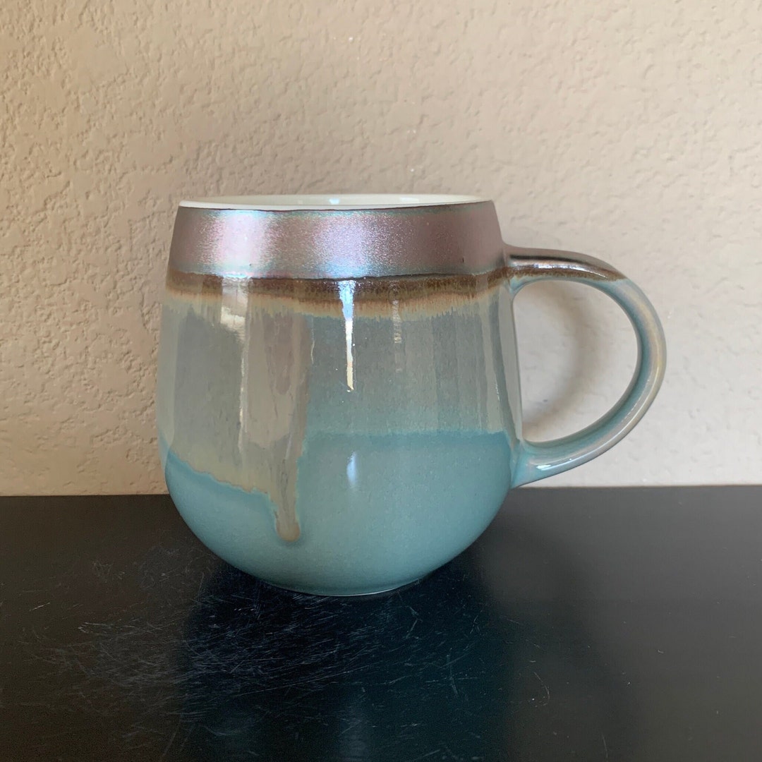 POTTER'S CORNER Jayde Dip Green Dye Coffee Mug Hammered Bulb 16oz