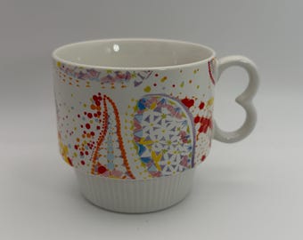 ANTHROPOLOGIE Stackable Abstract Multicolor Mug 10 oz. - Preowned