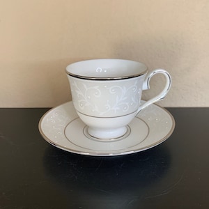 LENOX CLASSIC COLLECTION Opal Innocence Footed Coffee / Tea Cup and Saucer 6 oz. Fine Bone China - Preowned