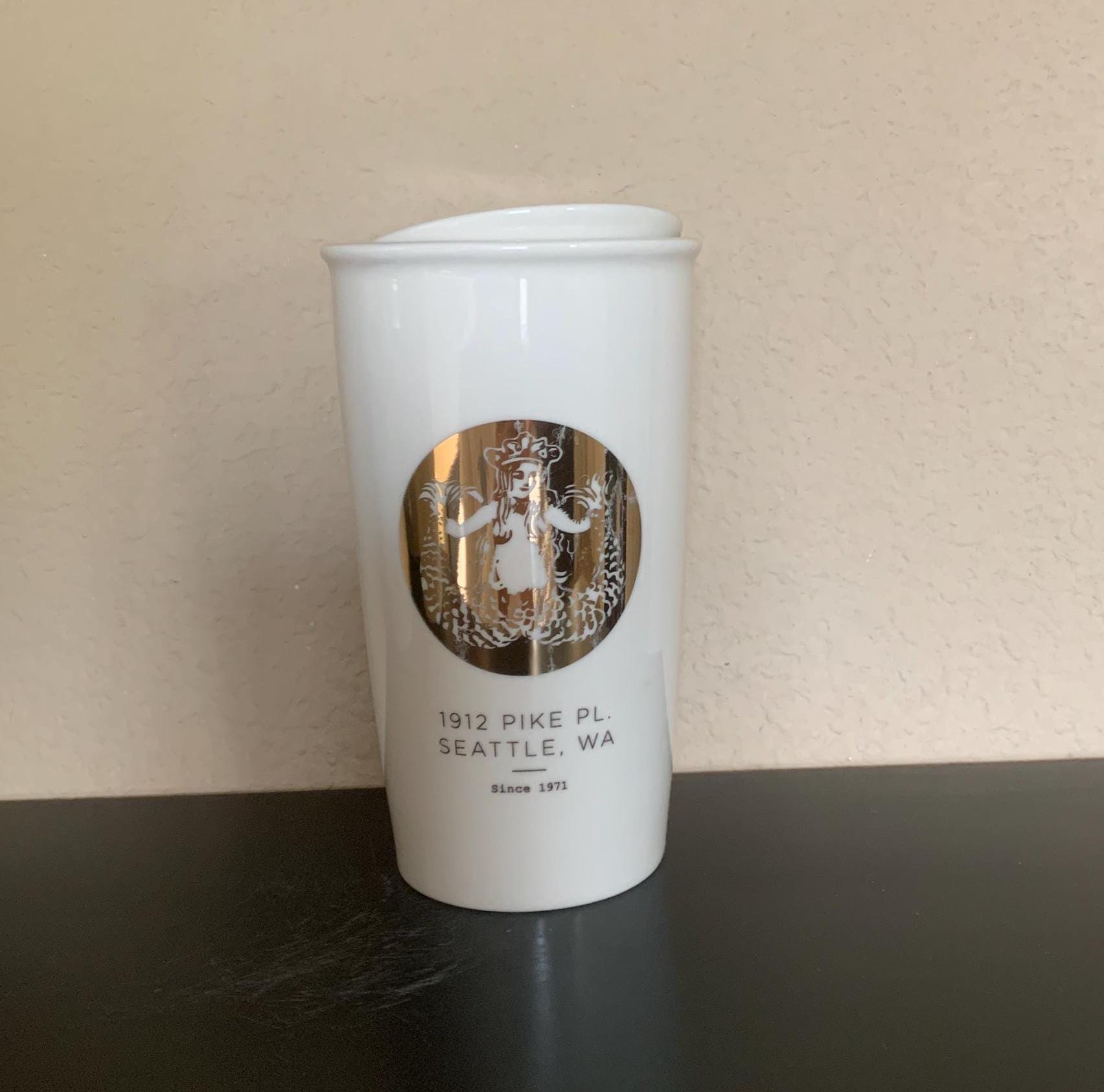 STARBUCKS Travel Mug GOLDEN MERMAID 1912 Pike Place Seattla