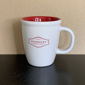 STARBUCKS White with Red Interior Logo Cofee Mug / Tea Cup 13 oz. - Preowned