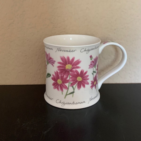 DUNOON Fine Bone China Wess Flower of the Month November by Kathy Pickles Made in England  Coffee Mug / Tea Cup Matte Finish - Preowned