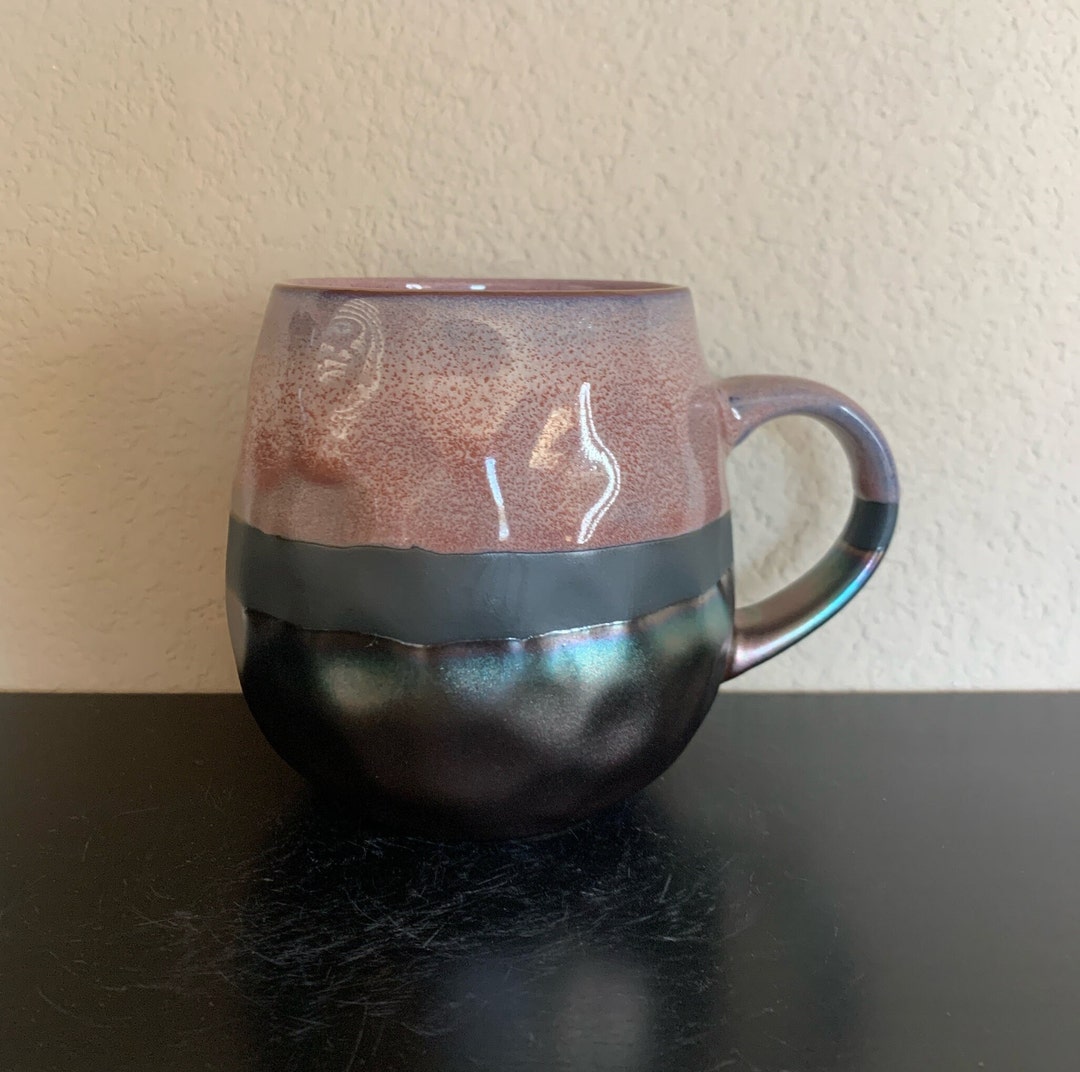 POTTER'S CORNER Jayde Dip Purple Dye Coffee Mug Hammered Bulb 16oz