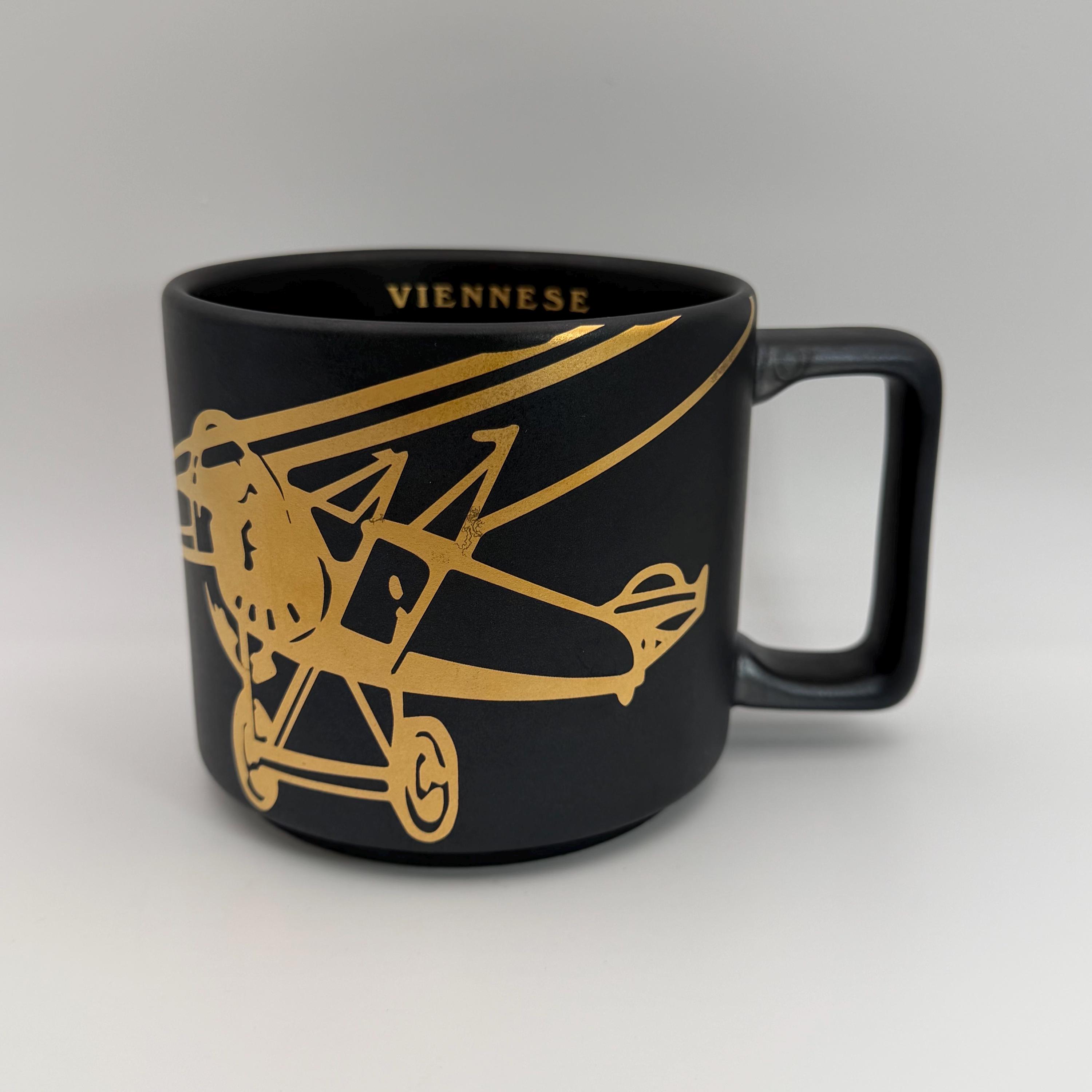 STARBUCKS Matte Black and Gold Viennese Airplane Mug 14 Oz. - Preowned -  Etsy