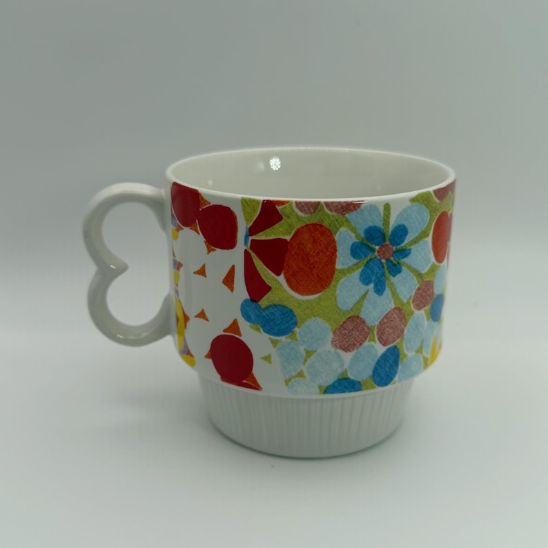 ANTHROPOLOGIE Stackable Floral Multicolor Mug 8 oz. - Preowned image 4